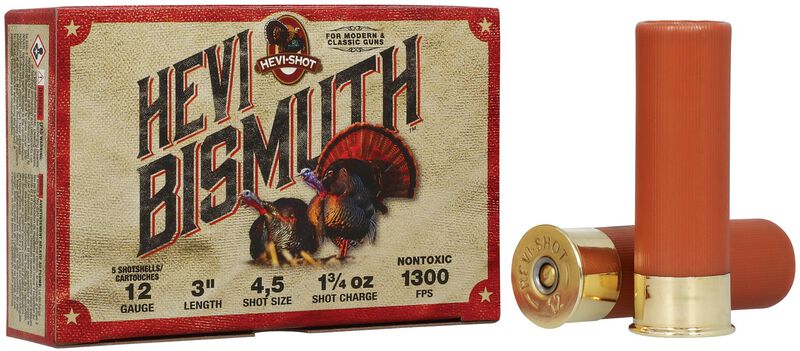 HEVI-Bismuth Turkey, 12 Gauge, 4 and 5 Shot, 3 in, 1 3/4 oz, 1300 fps
