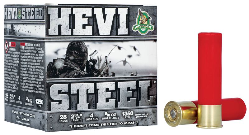 Hevi-Steel, 28 Gauge, 4 Shot, 2-3/4 in, 5/8 oz, 1350 fps
