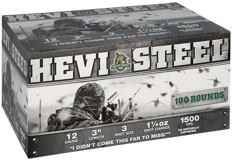 Hevi-Steel, 12 Gauge, 3 Shot, 3 in, 1 1/4 oz, 1500 fps
