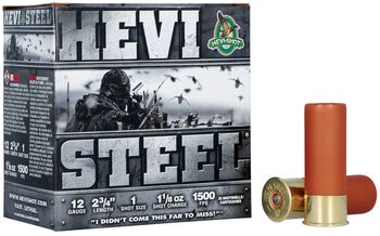 Hevi-Steel, 12 Gauge, 1 Shot, 2-3/4 in, 1 1/8 oz, 1500 fps