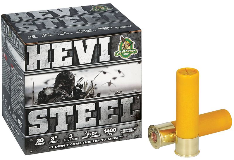 Hevi-Steel, 20 Gauge, 3 Shot, 3 in, 7/8 oz, 1400 fps