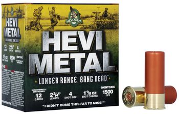 Hevi-Metal Longer Range, 12 Gauge, 4 Shot, 2-3/4 in, 1 1/8 oz, 1500 fps