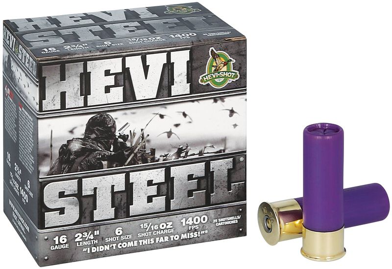 Hevi-Steel, 16 Gauge, 6 Shot, 2-3/4 in, 15/16 oz, 1400 fps