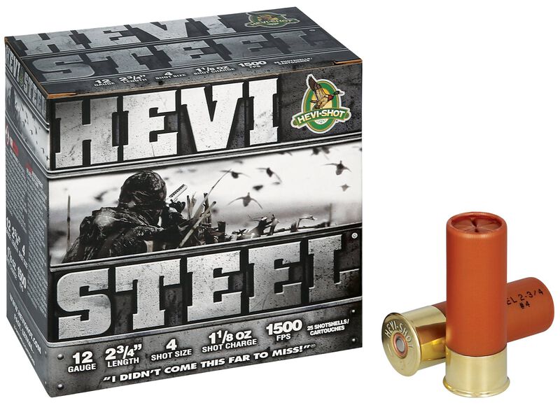 Hevi-Steel, 12 Gauge, 4 Shot, 2-3/4 in, 1 1/8 oz, 1500 fps