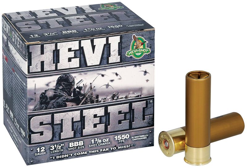 Hevi-Steel, 12 Gauge, BBB Shot, 3-1/2 in, 1 3/8 oz, 1550 fps