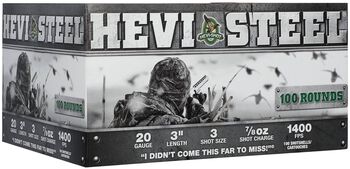 Hevi-Steel, 20 Gauge, 3 Shot, 3 in, 7/8 oz, 1400 fps